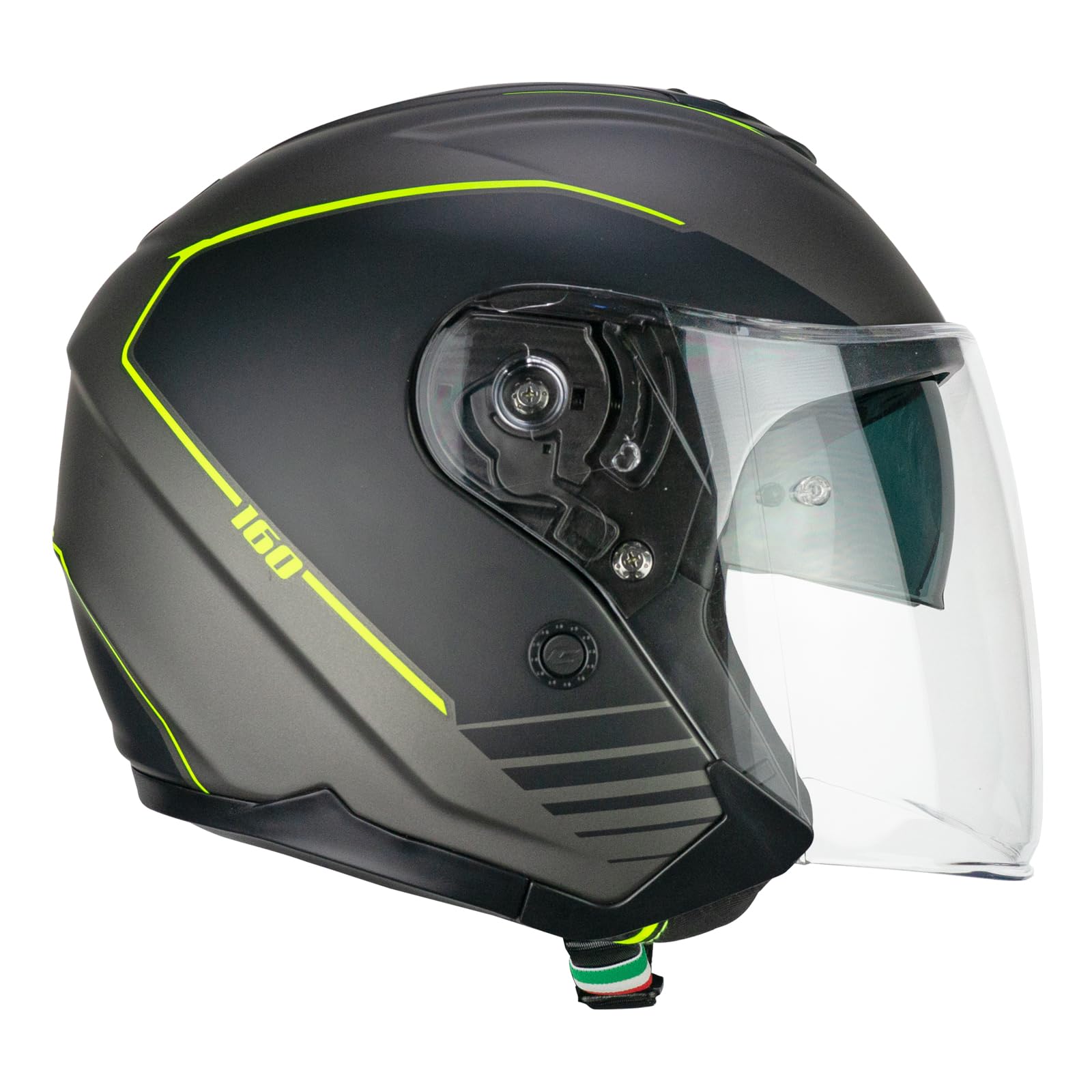 CGM Casco Open Face, 160G JAD Ride Grafito Amarillo Fluorescente Mate, L (59-60cm)