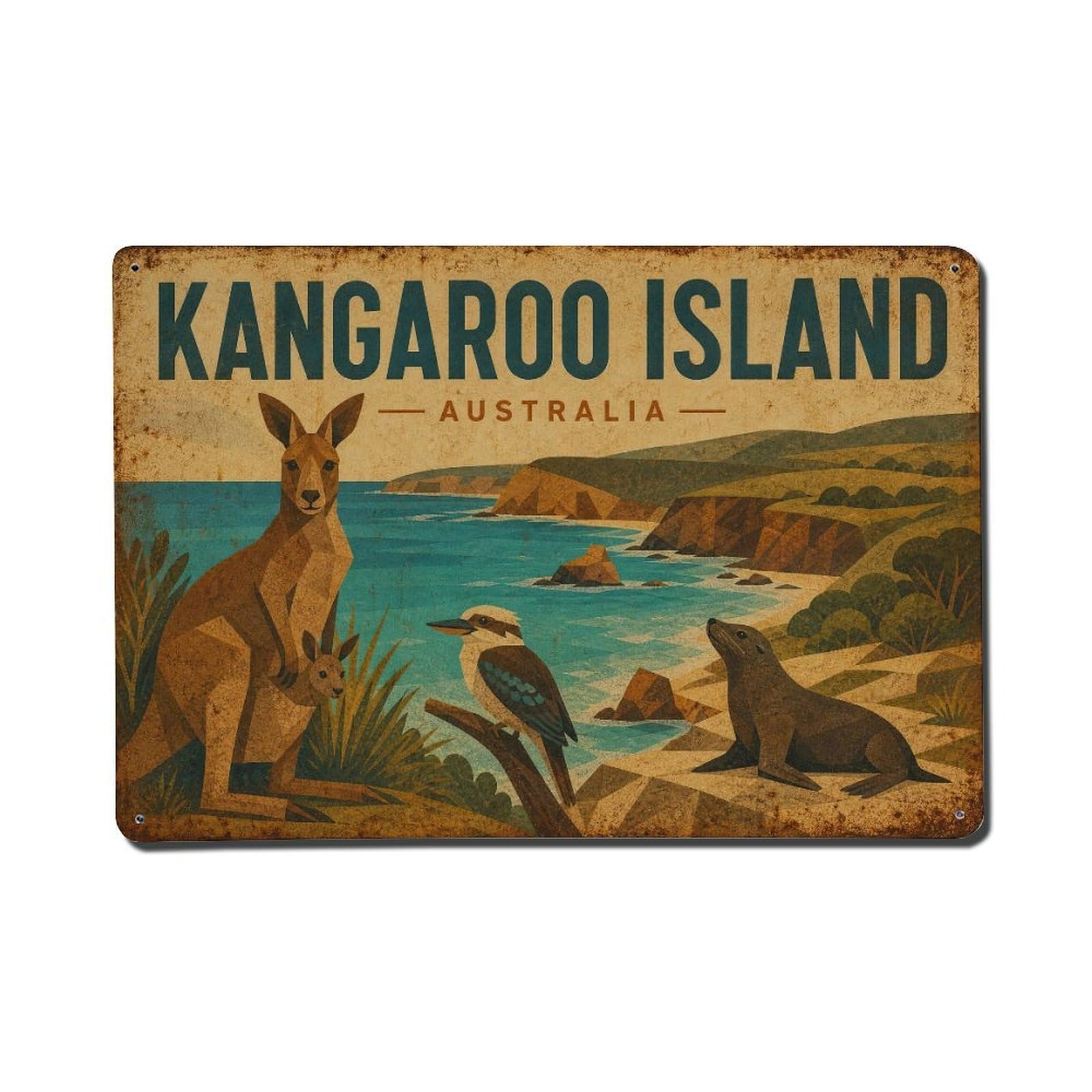 Australia Kangaroo Island Travel Destination Classic Metal Tin Sign