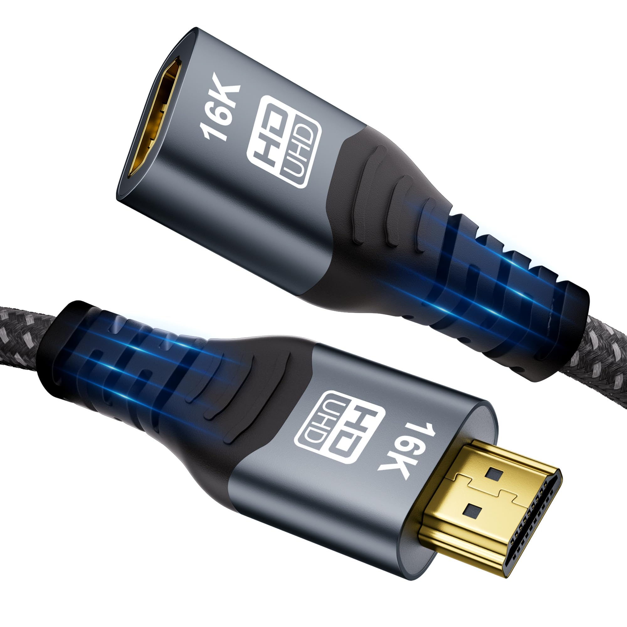 CAKOBLE Câble Prolongateur HDMI 2.2 0.5m, 96Gbps Ultra High Speed,16K@60Hz 8K@240Hz 4K@480Hz,HDMI 2.1,eARC, HDR10+, Dolby Atmos/Vision, HDCP 2.3,Mâle vers Femelle,pour TV PS5 Xbox Moniteur