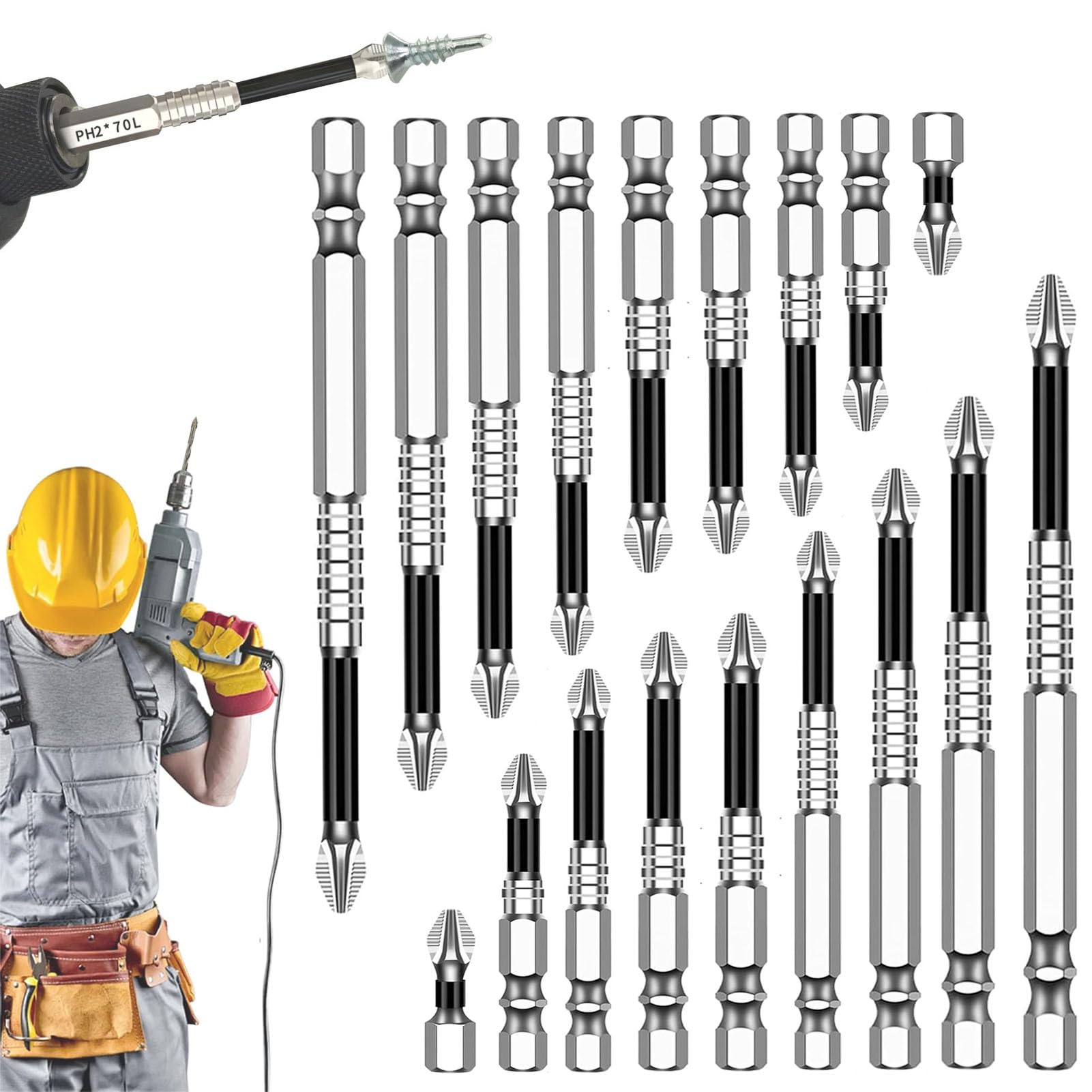 Willedup High-Magnetic Screwdriver Drill Bit Set, Anti-Slip Magnetic Electric Screwdriver Set, Strong Magnetic Durability Screwdriver Drill Bit Set,