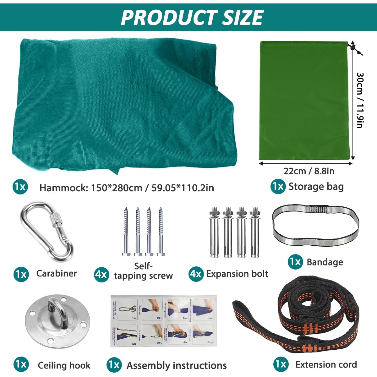 Juego de Hamaca para Yoga Aéreo, Hamaca Colgante para Yoga de 150x280 cm, Kit de Columpio de Yogas con Accesorios, Capacidad de Carga 200 kg, YogaSwing Antigravedad para Fitness Culturismo