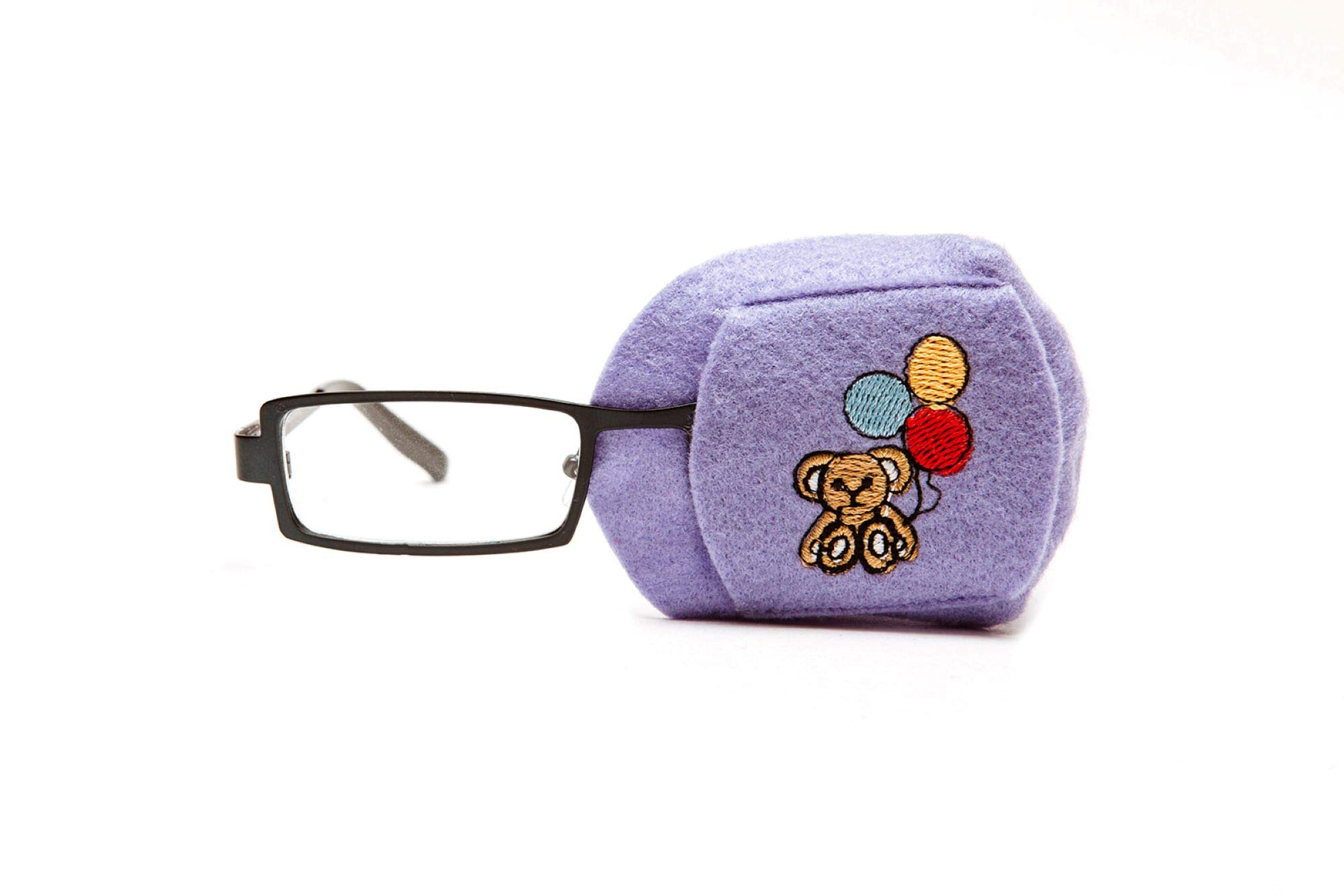 Eye Patch for Kids to Treat Amblyopia/Lazy Eye - Teddy Bear with Balloons- Orthoptic cloth eye patch which slides over glasses