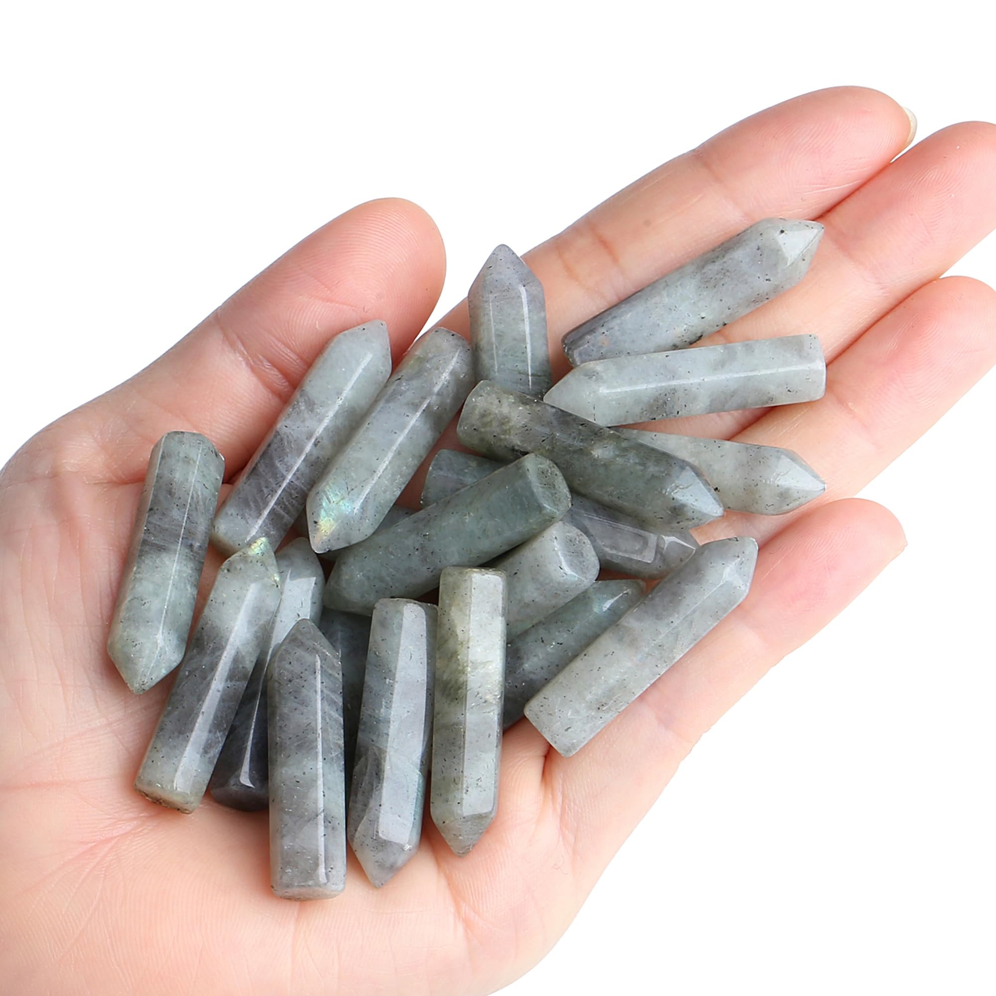 QINJIEJIE Moonstone 20 PCS Healing Crystals Stones Sets Wands Bulk
