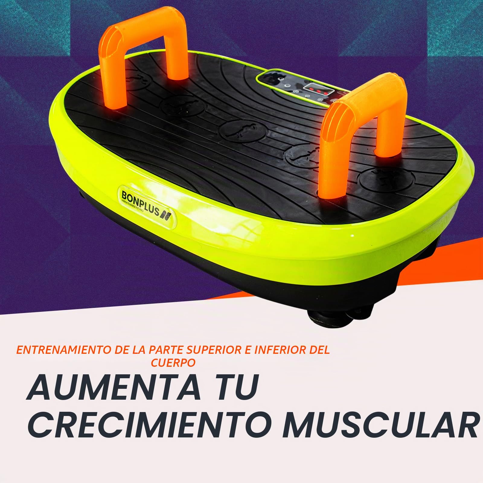Plataforma Vibratoria de Fitness | con Asiento Profesional de Fitness | Incluye Bandas Tensoras y Mando a Distancia | Pantalla LCD | Entrena Todo el Cuerpo | Potencia 200W | Fitness