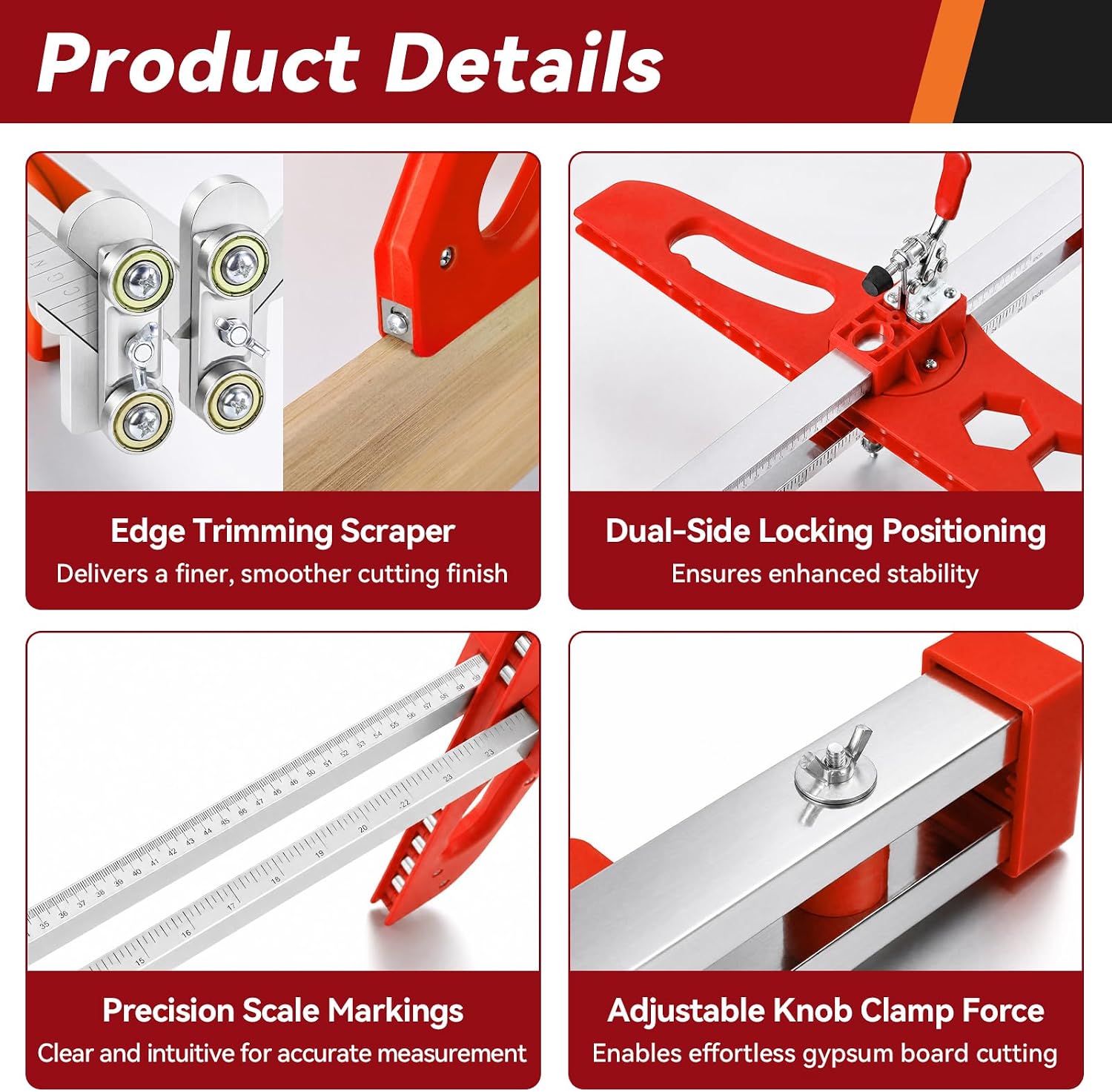 Foldable Drywall Cutting Tool Kit, 2 to 60cm Adjustable Cutter for 3/8" 1/2" Board, Precision Dual Positioning with 19 Wheels, Includes Blades, Gloves, Screwdriver, Carry Bag