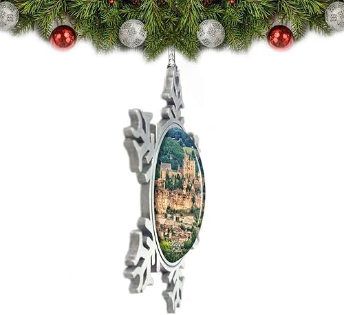 Miniatura 2 de Francia Beynac Castle Perigord Dordoña Adorno de Navidad Decoración Árbol de Cristal Metal Recuerdo Regalo