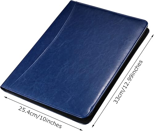Miniatura 9 de Enyuwlcm A4 PU Padfolio de cuero con cremallera cartera con cremallera con portapapeles para currículum adecuado para hombres mujeres (marrón)