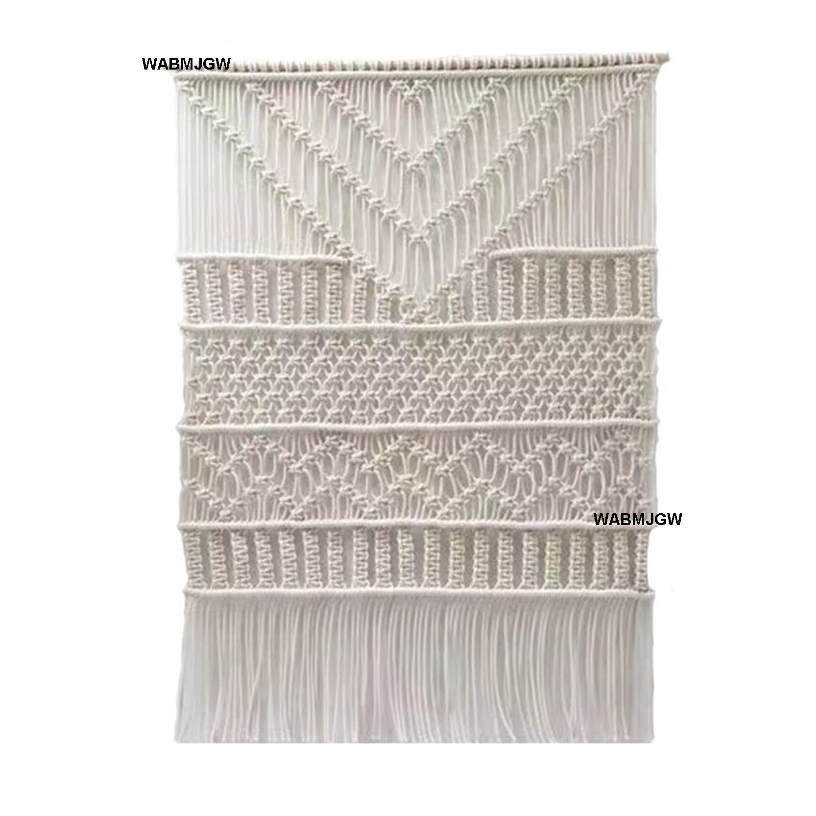 Tapiz Colgante de Pared de macramé, decoración Boho Rectangular, Tapiz de macramé Tejido a Mano, Cuerda de algodón, Arte de Pared, Dormitorio Bohemio decoración,Beige-82x110cm