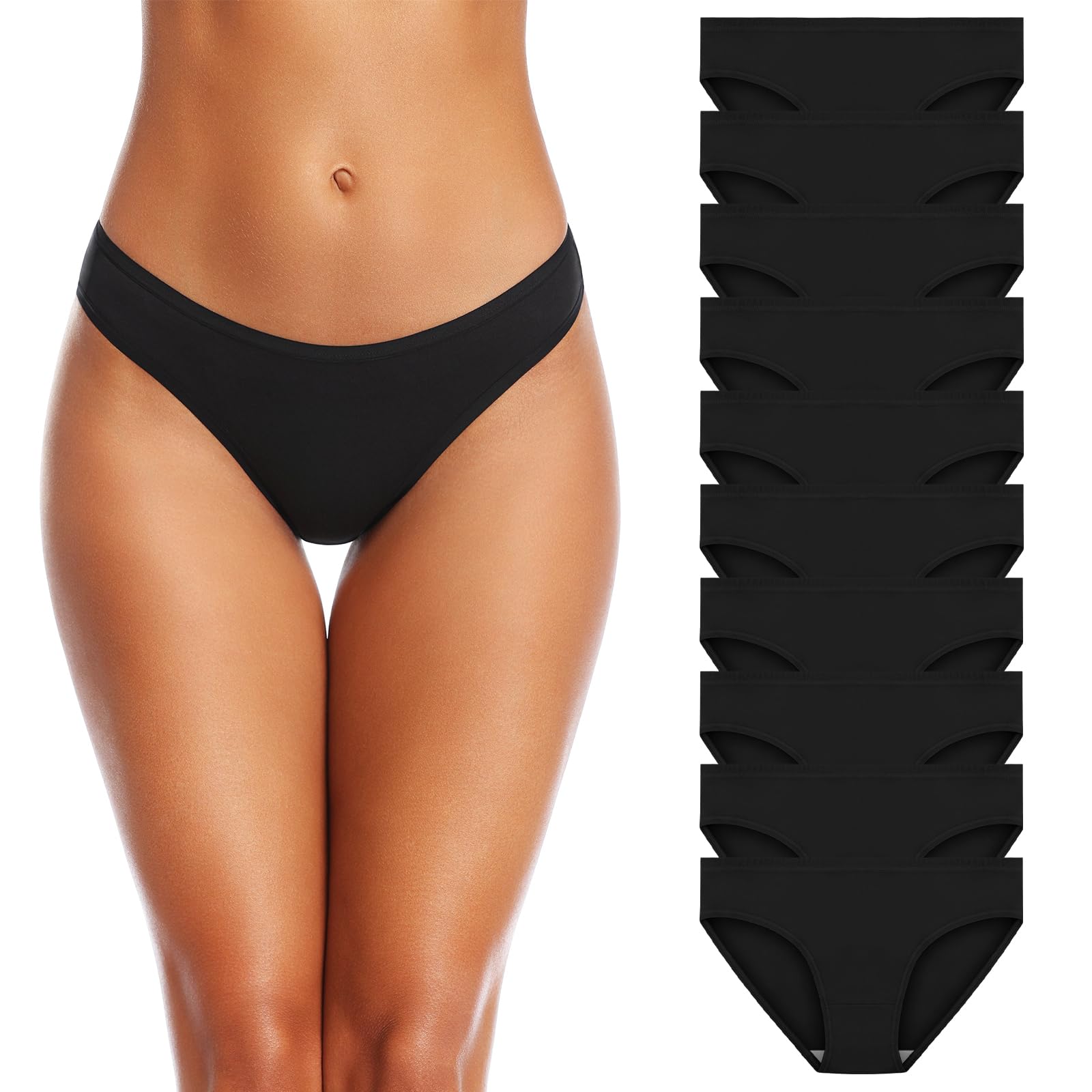 SIMIYA Unterhosen Damen Baumwolle Unterwäsche Frauen 7er 10er Pack Atmungsaktive Slip Hipster Mehrpack Panties Schlüpfer Underwear Women(10 Pack Schwarz,XXL)