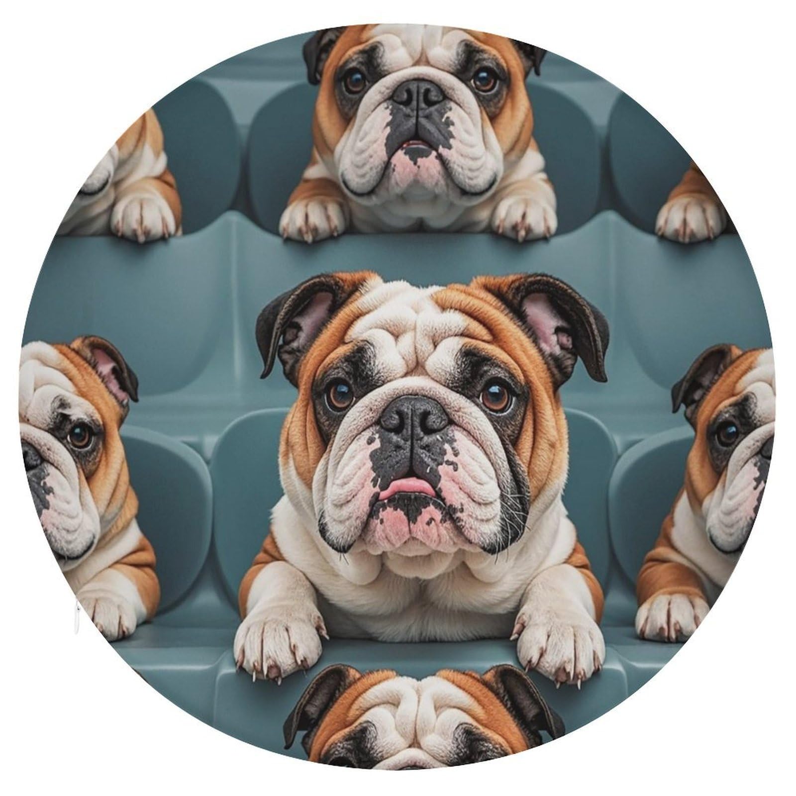 LZQPOEAS Funny English Bulldog Swivel Seat Cushion with Supportive Memory Foam Comfort Round Bar Stool Cushion 15.3" Diameter Rotating Seat Cushions Fashion Chair Pad for Car Office Home
