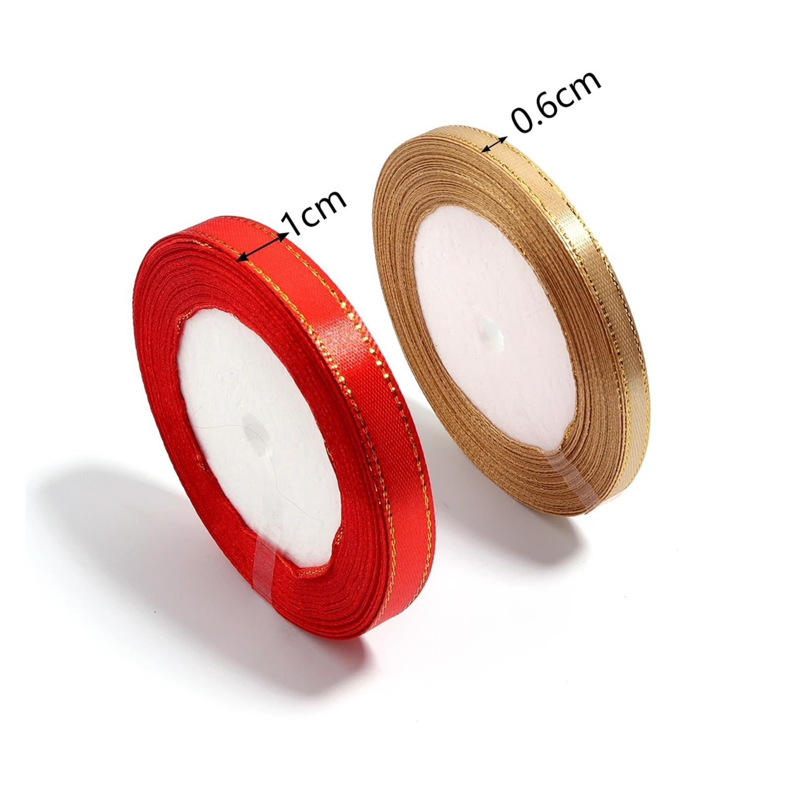 Wstążka, wstążki do pakowania prezentów, wstążka satynowa ze złotą krawędzią - wielokolorowa, szerokość 6 mm/10 mm, 100 jardów(Green,10mm)