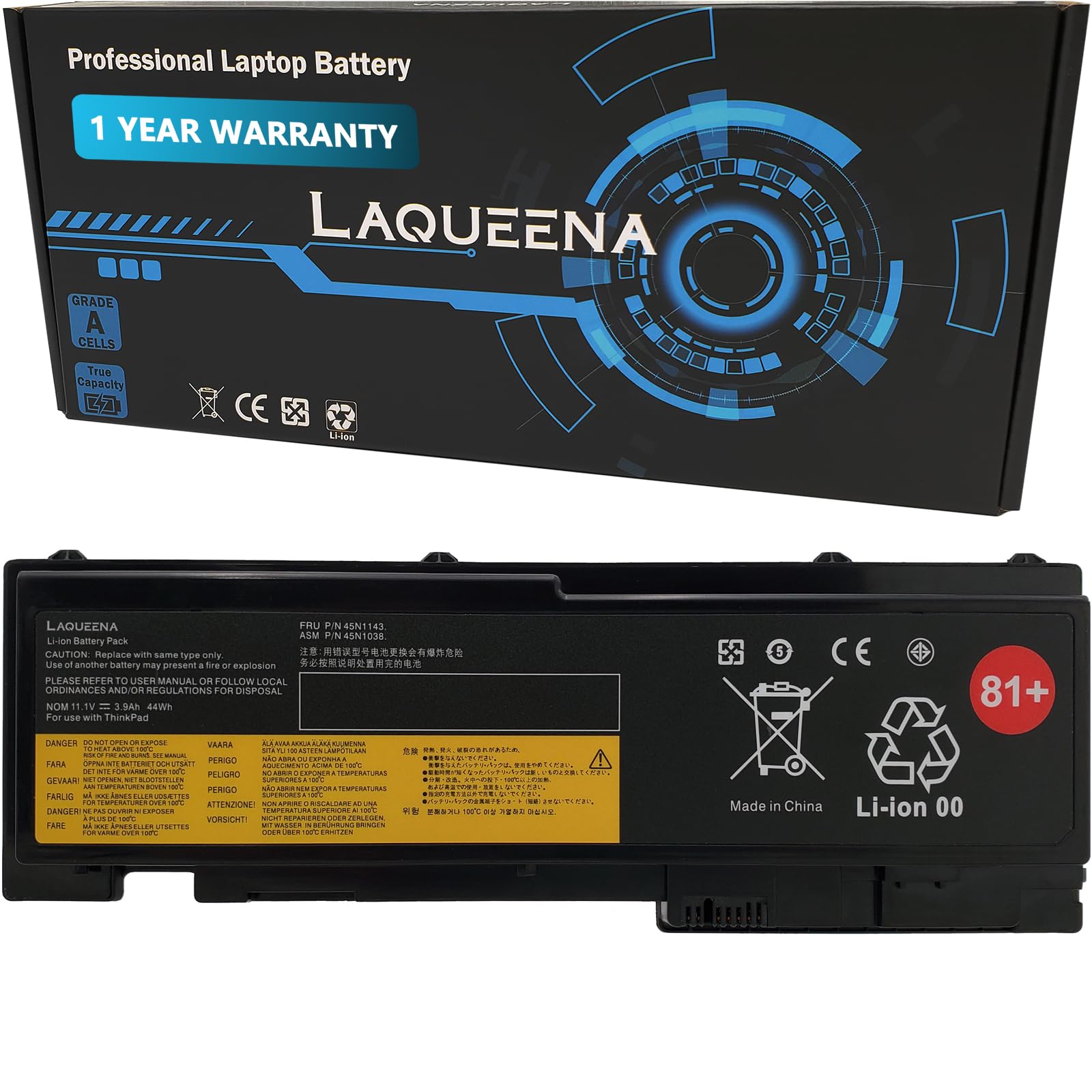 LAQUEENA 45N1143 Laptop Battery Compatible with Lenovo ThinkPad T420i T420s T430S Series 0A36287 42T4844 42T4845 42T4846 42T4847 45N1036 45N1037 45N1038 45N1039 45N1064 45N1065 11.1V 44Wh 6-Cell