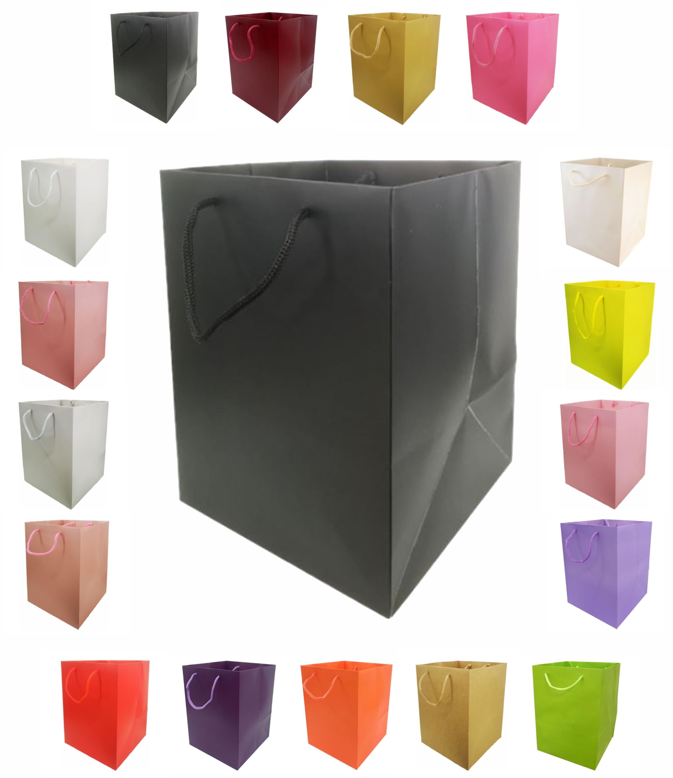 Glossy Vibrant Flower Bag, Bouquet Vase | Valentines | Anniversary | Love | Transportation Display (5, Black)