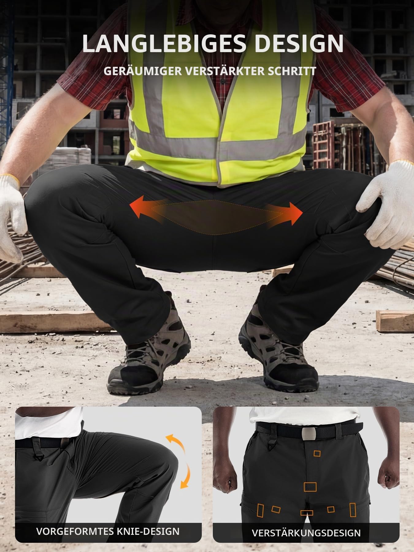 Cargohose Herren Wasserabweisend Leichte Outdoor Wanderhose Arbeitshosen Männer Stretch mit Multi Taschen