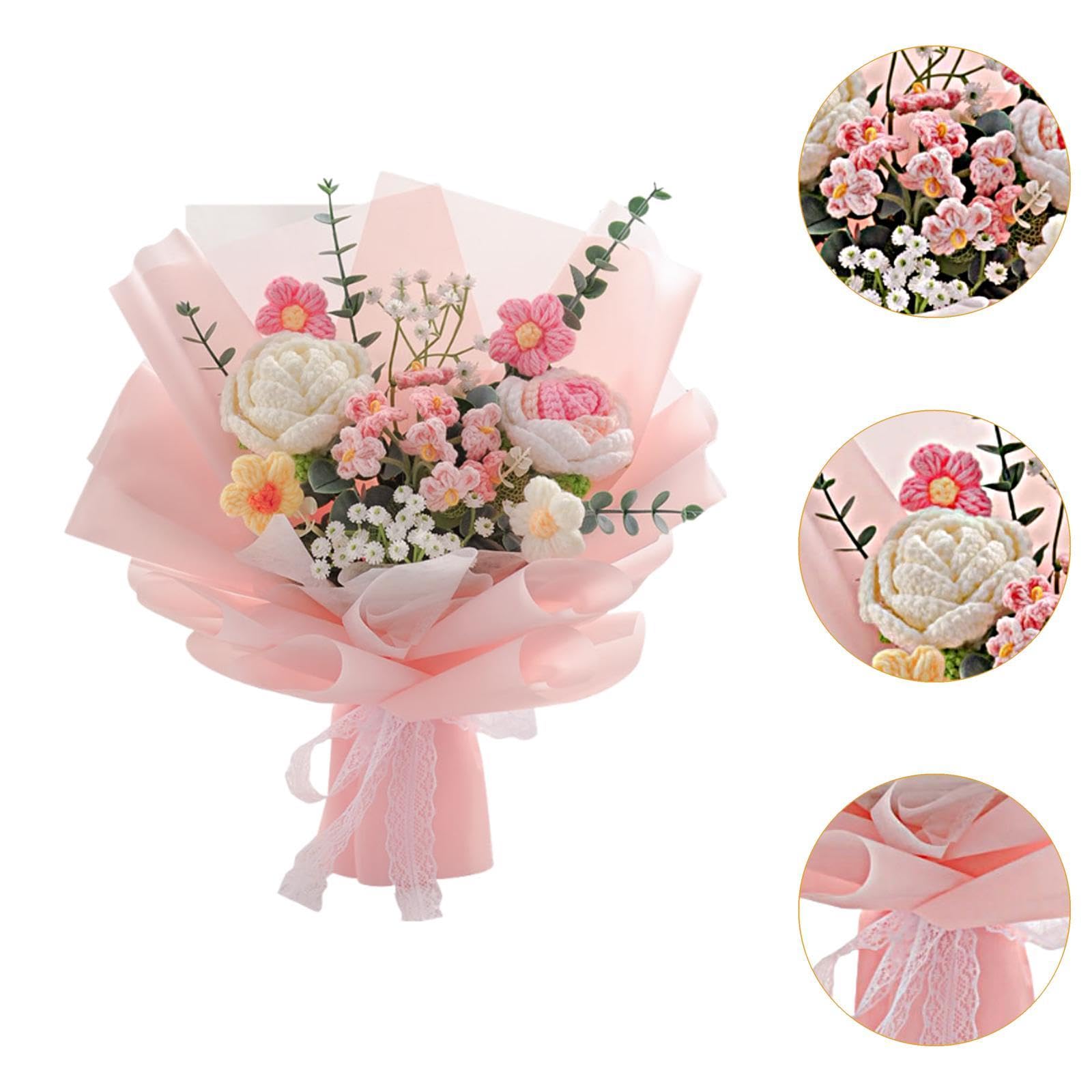 Bouquet di Fiori Fatto a Mano, Regalo per Mamma/moglie, Intrecciato a Mano, Rosa