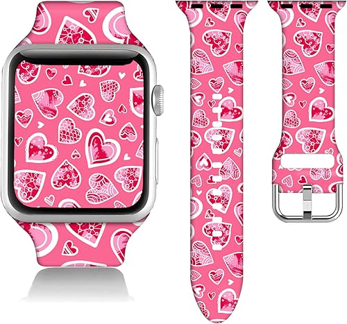 Correa de reloj para el día de San Valentín compatible con Apple Watch de 38404142441772in correas ajustables de silicona para parejas iWatch Series
