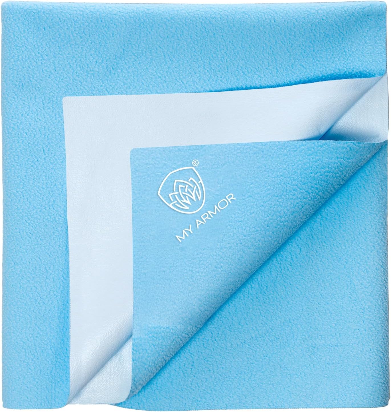 MY ARMOR Baby Dry Sheet for New Born Baby, Anti-Piling Waterproof Mattress Protector for Bed (Quick Drying/Extra Absorbent Dry Sheet for Bed) - Size 70x100 cm, Pack of 1, Sky Blue Cotton