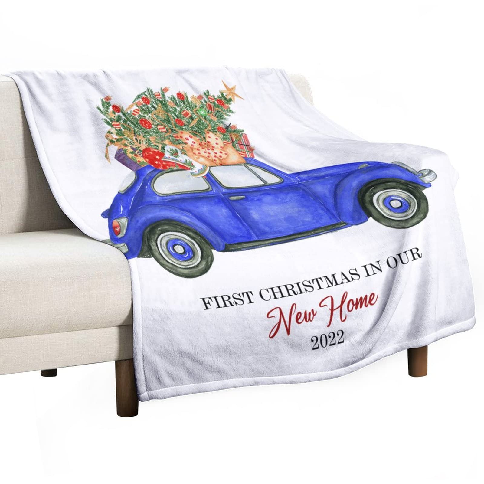 Couverture First Christmas contre le froid : plaid en peluche chaude pour lit et canapé