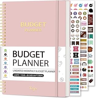 Undated Budget Planner with Tag Stickers, A5 Monthly Budget Planner Budg...