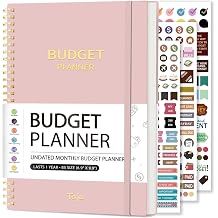 Undated Budget Planner with Tag Stickers, A5 Monthly Budget Planner Budget Book with Expense & Saving Tracker for Money Management and SavingPink