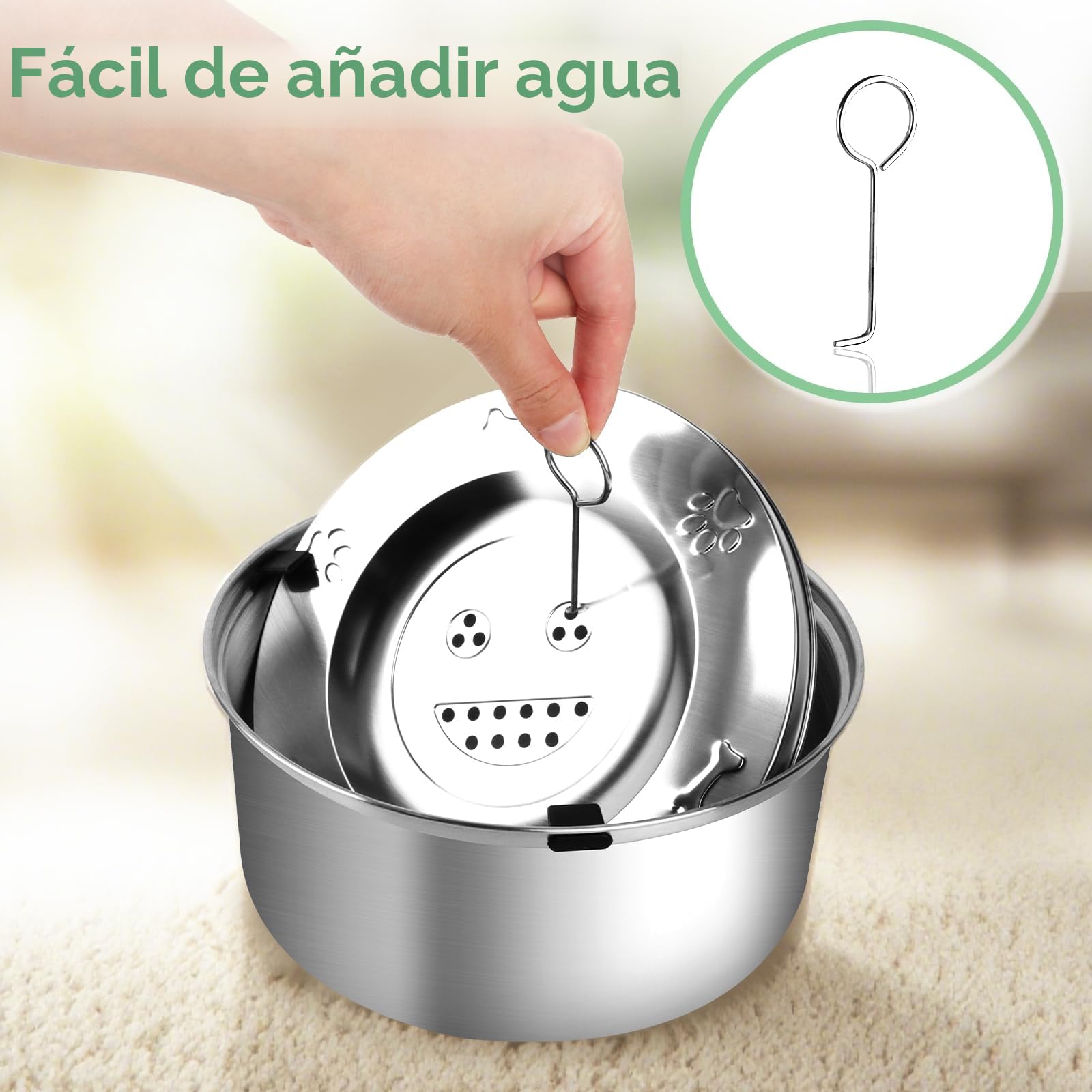 TOSAVGA Bebedero Perro Acero Inoxidable 3L, Antiderrames, Antipolvo, Antideslizante, para Perros Pequeños/Medianos/Grandes