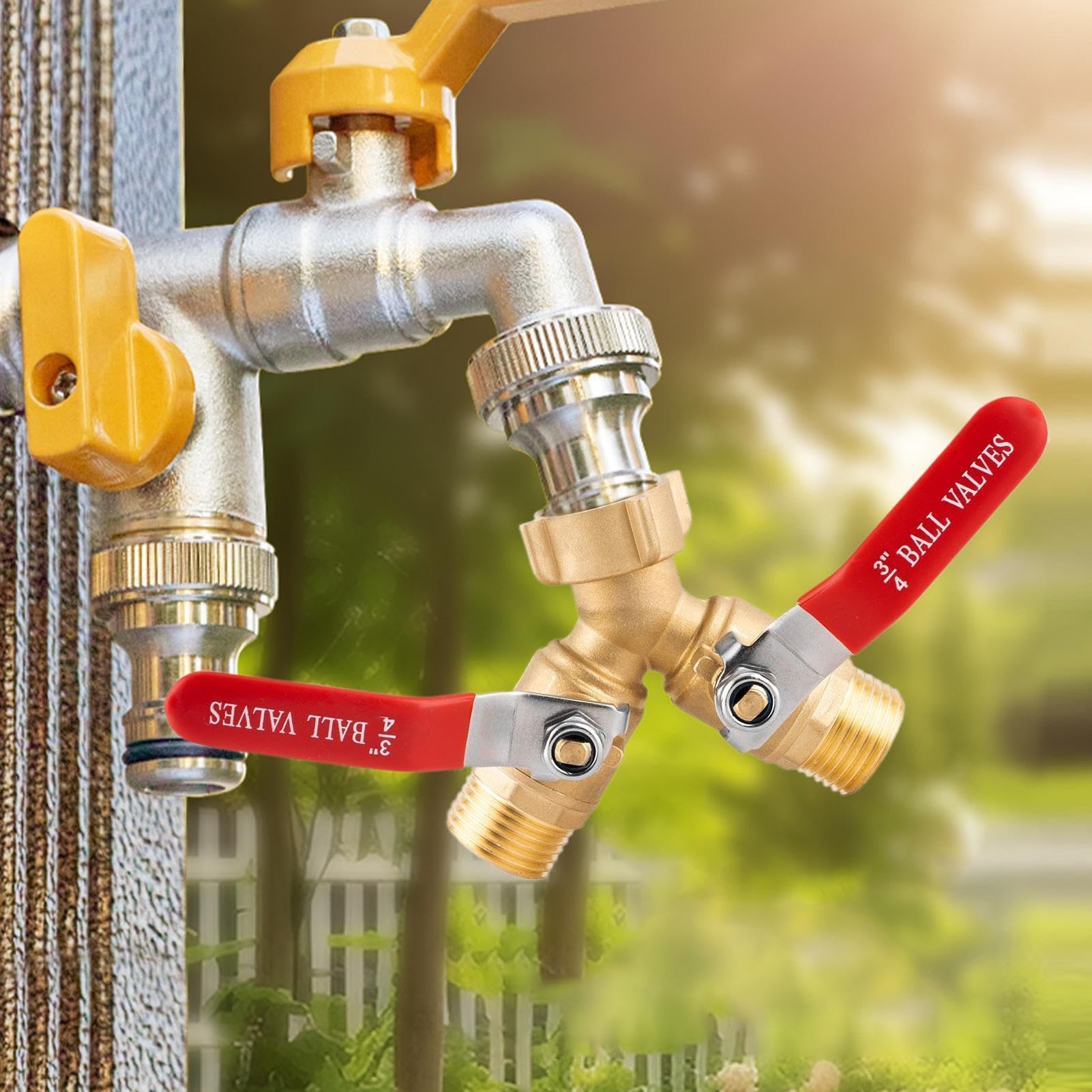 Splitter Per Tubo Da Irrigazione - Valvola In Robusto, Accessorio Per Irrigazione Filettatura GHT 3/4", Affidabile Separatore Di Rubinetto Bidirezionale, Strumento Di Distribuzione Acqua