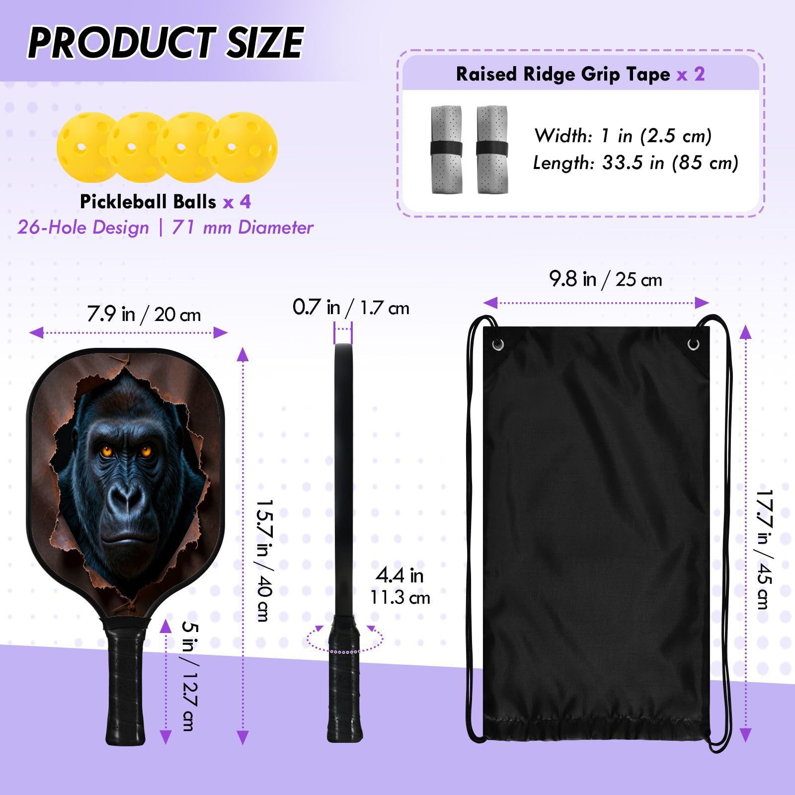 Wiosło Wild Primate Face Spin & Power Pickleball