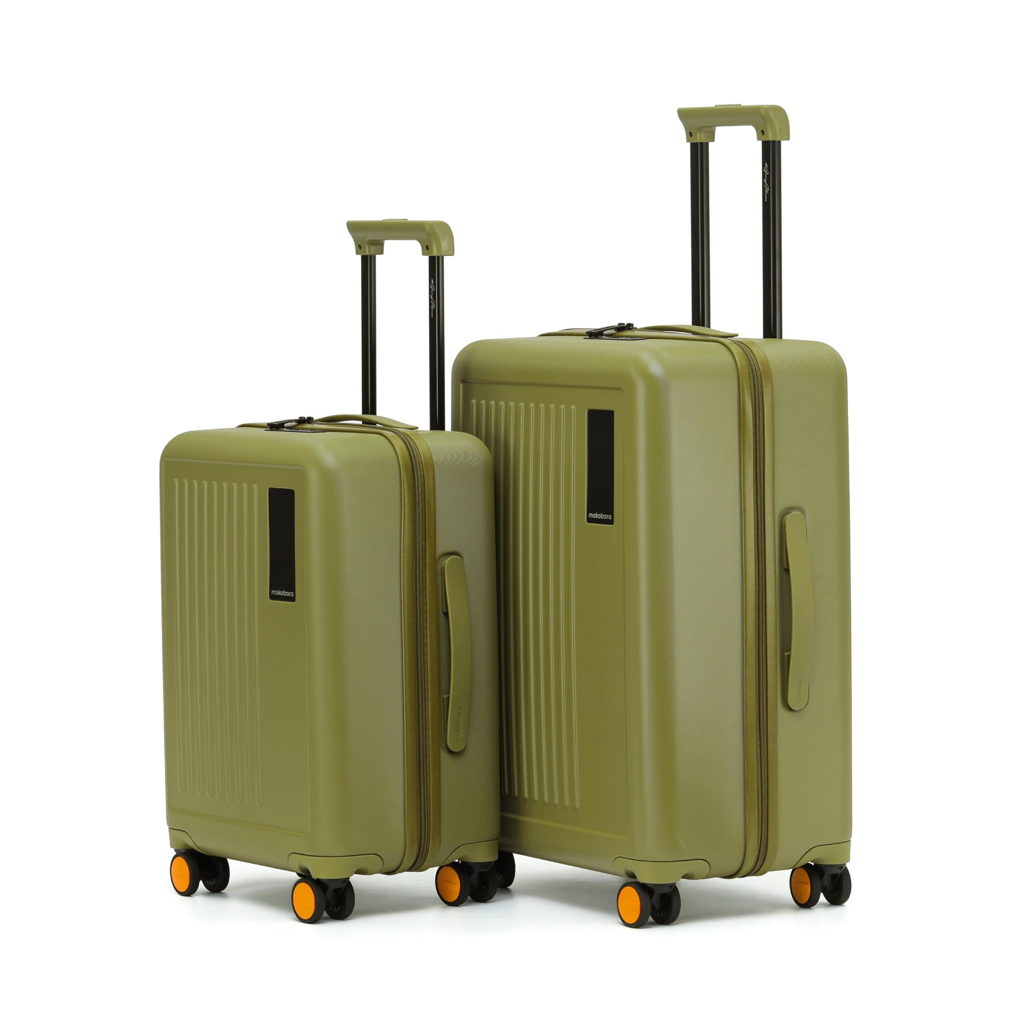 MOKOBARA Transit Set of 2 Luggage Trolley Bag,Cabin(40L)+Check-in(65L),Lightweight Polycarbonate Hardshell,360°Silent Wheels,TSA Lock,Premium Zipper,Suitcase for 18-21 Day Travel,Olive(So Matcha)