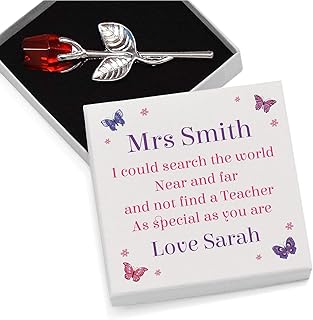 PERSONALISED Butterfly Teacher Gifts - End of School Term Thank You Gifts for Teacher Assistant, Nursery, Key Worker - Flower Gifts for Teaching Assistant - Female Teacher Appreciation Gifts