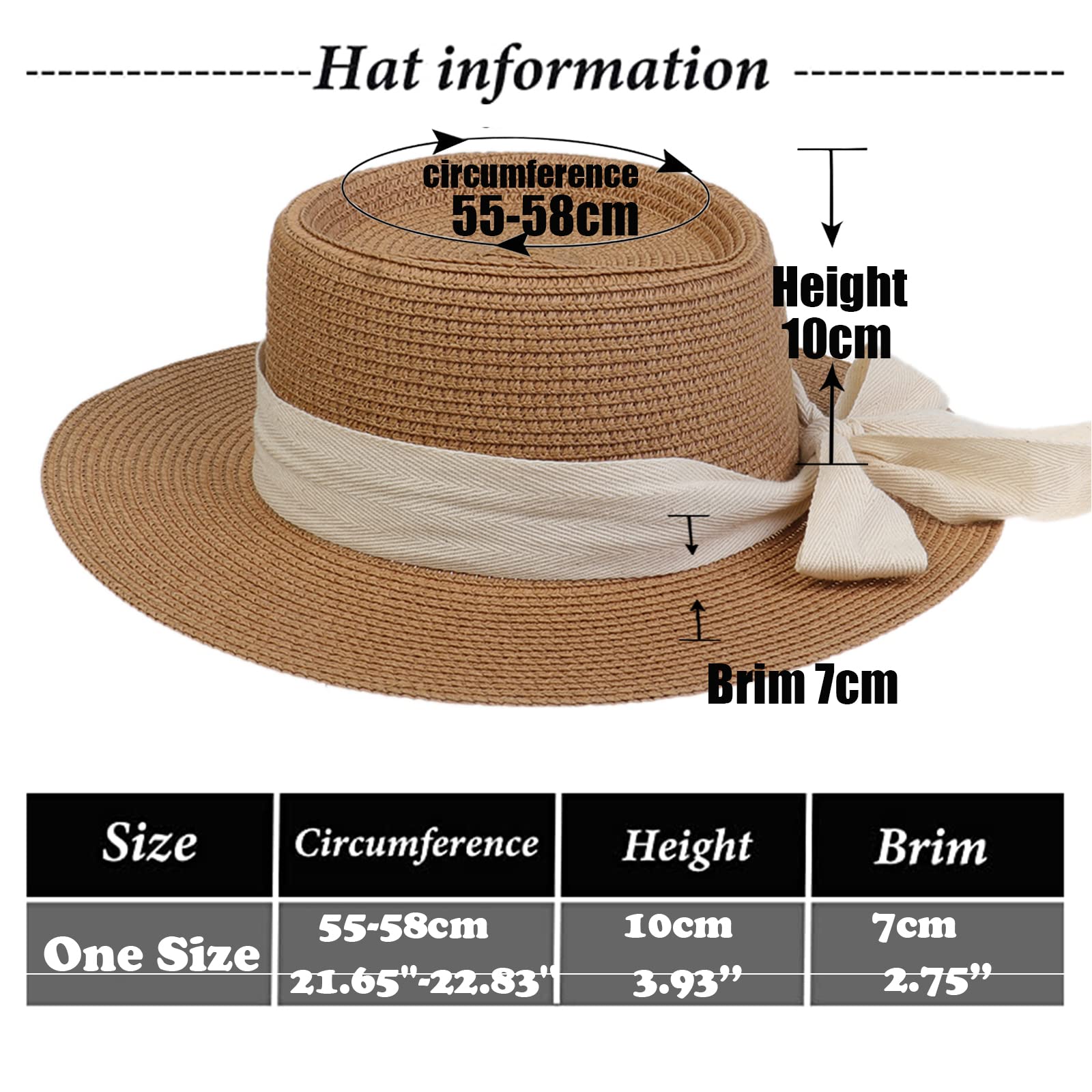 Sombrero de playa de ala ancha con protección solar para mujer, sombrero de playa con lazo blanco, gorra de paja, casual, para mujer, gorra de barco para iglesia al aire libre