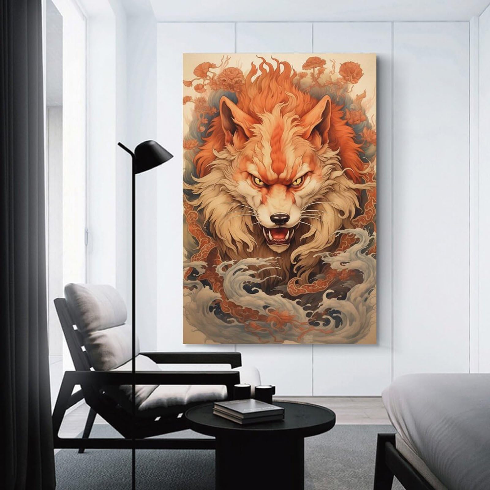 Junmoney Home Decor Wall Art Japanese Kitsune Fox, 08x12inch(20x30cm), for Workspace Walls, Study Corners Or Bedrooms, A Smart Decor Choice for Study Walls