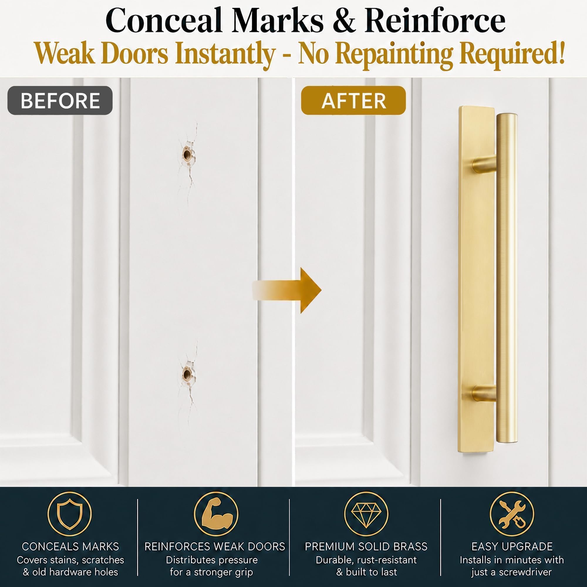 QOGRISUN Solid Brass Cabinet Back Plates - 5 Pack -4