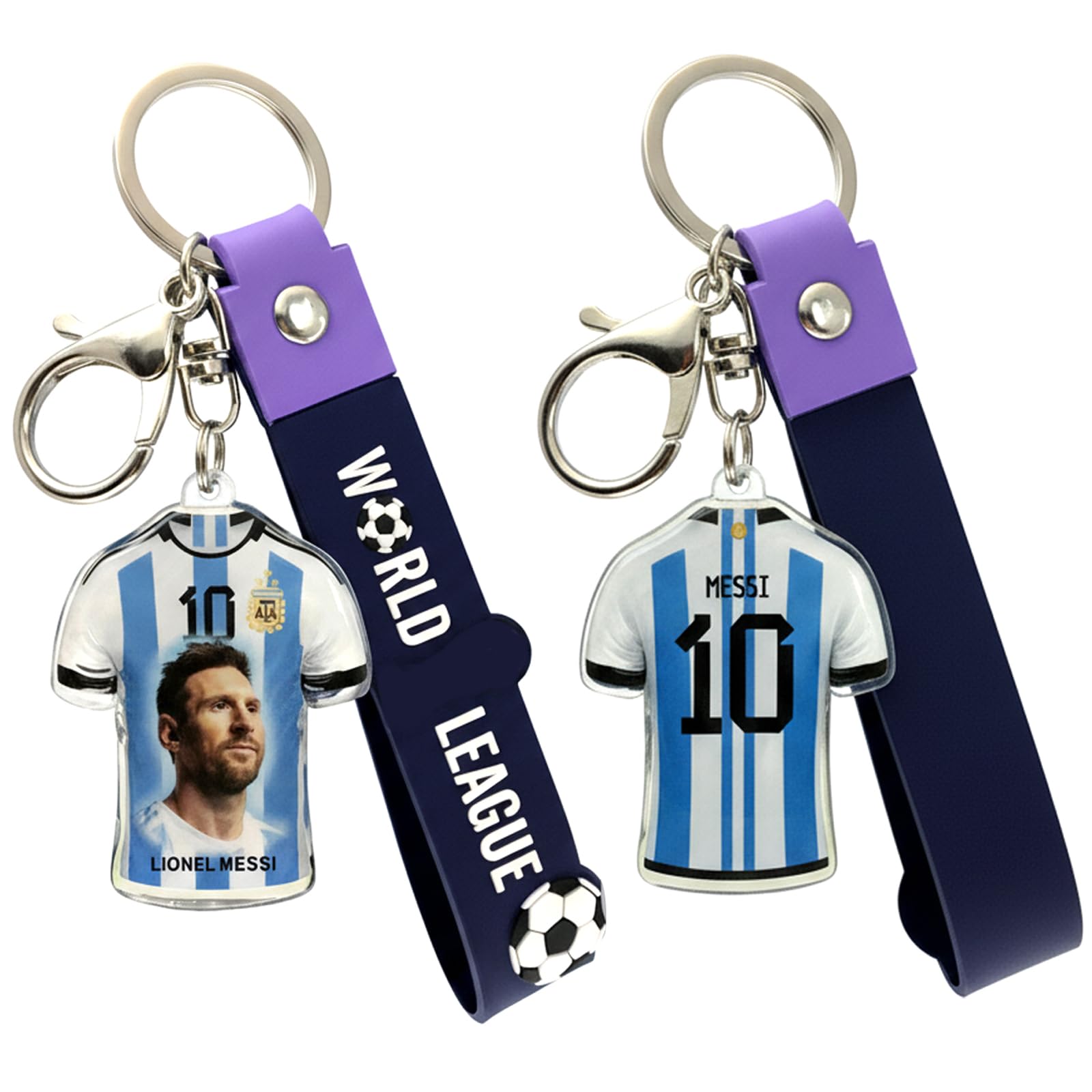 Yunlijia Unisex Red World Cup Football 2026 Keychain Star Double Sided Printing On Acrylic 10 In Characters Blue White Drive Safe Keyring For Men Women Fans Friend Colleague Birthday Decoration Gifts Souvenir