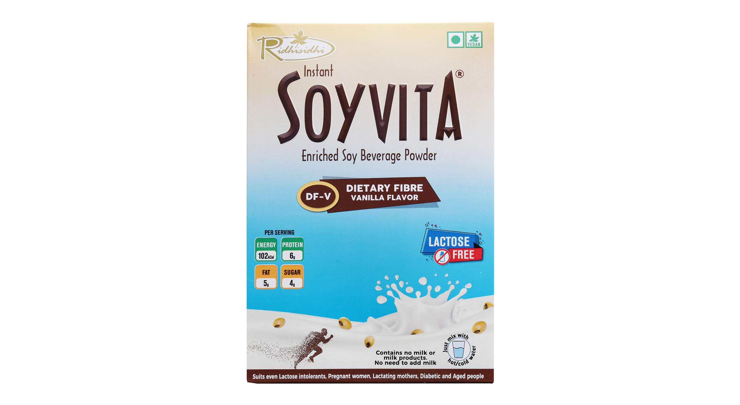 SOYVITA - DIETARY FIBRE VANILLA| LACTOSE FREE | VEGAN | ENRICHED SOY BEVERAGE POWDER | Serves-8 (200 Gms)