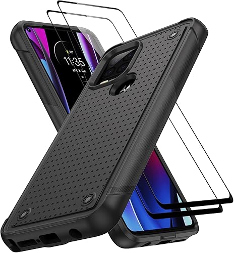 Jeylly Funda para Moto G Stylus 5G 2021 con protector de pantalla de vidrio templado, protección de grado militar, antiarañazos, a prueba de golpes,