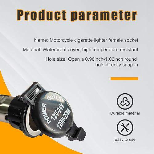 Miniatura 3 de Enchufe para encendedor de cigarrillos de automóvil, adaptador de encendedor de cigarrillos automático de 12 V con cubierta impermeable y cable de