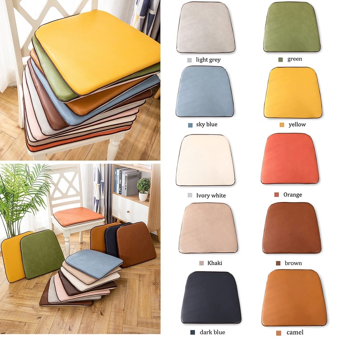 Pokrowce na krzesła jadalniane, Antypoślizgowa skórzana poduszka na krzesło do jadalni w kształcie litery U Wielokolorowa 44x40cm 46x43cm 1 2 4 6 paczek(Orange-a,46 * 43cm(4packs))