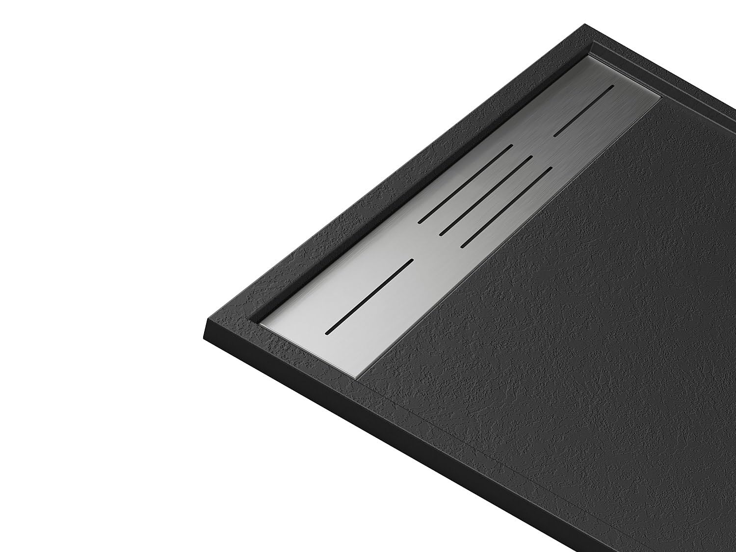 LYROSA - Plato de resina para colocar o empotrar (120 x 80 cm), color negro