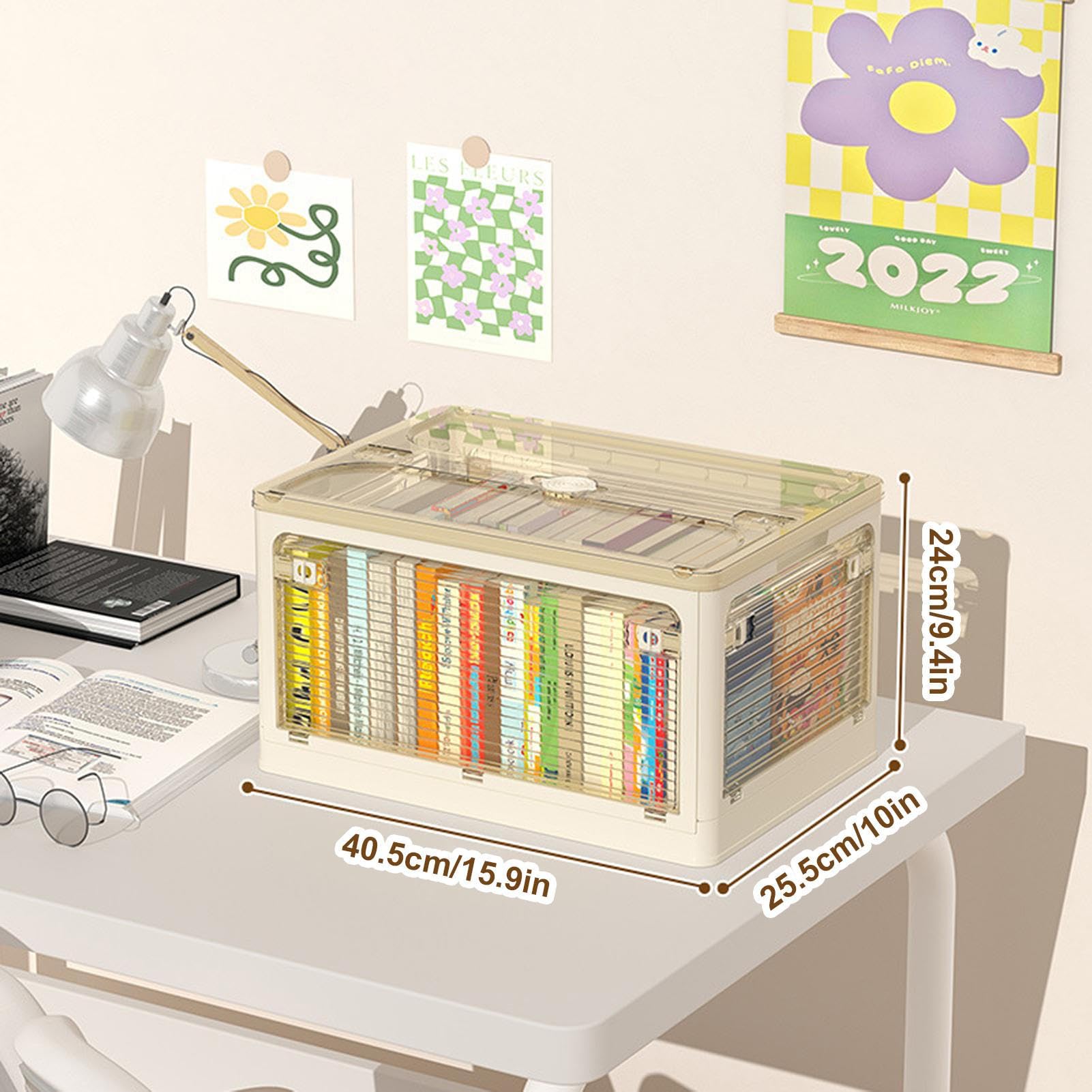 SENZZ Portaobjetos para libros con tapa, cajas para libros para guardar libros - Caja de almacenamiento de libros, organizador de ropa - Caja grande plegable para libros, organizador de ropa | libros - de almacenamiento de libros, organizador de ropa - gr
