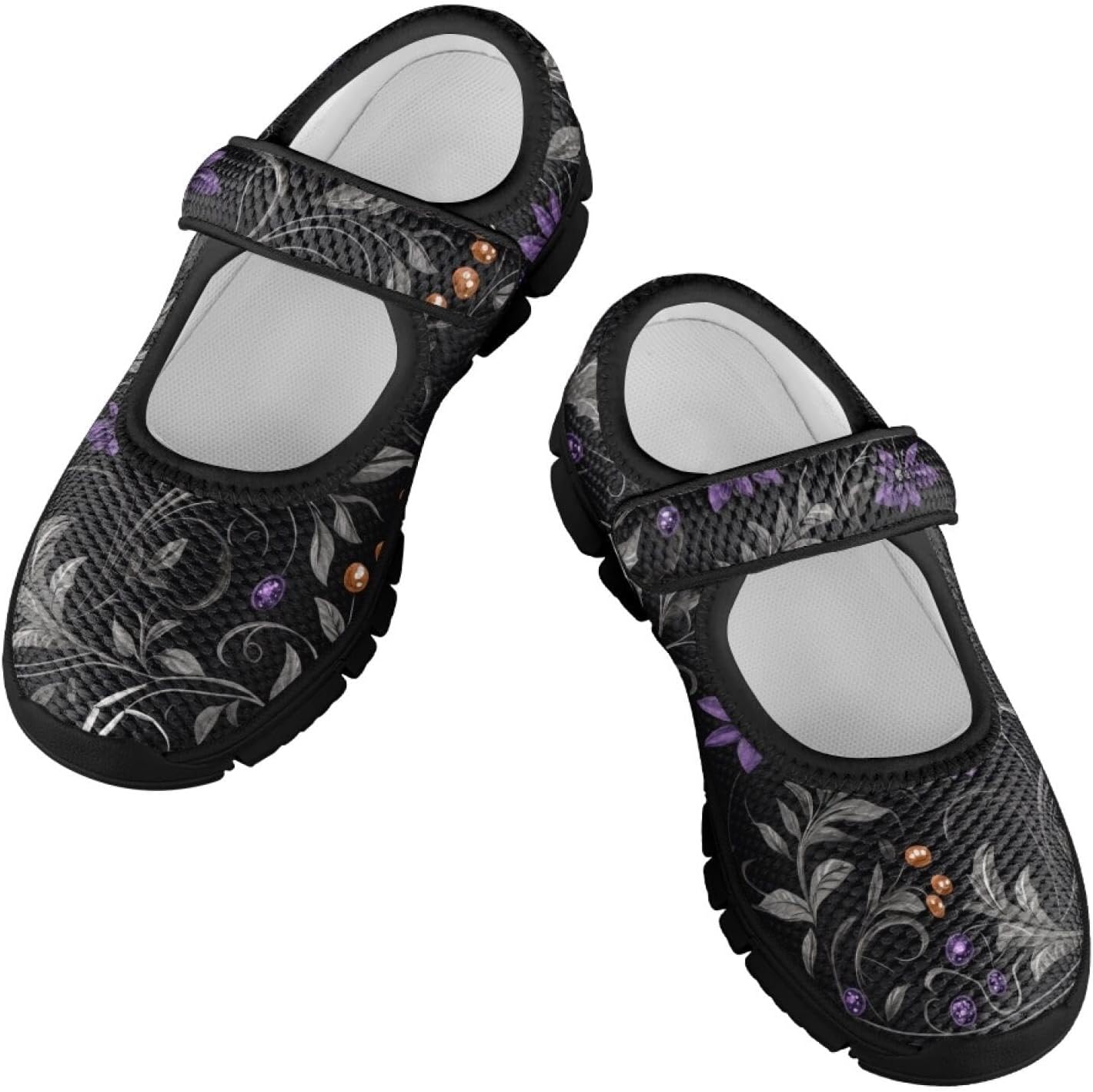 Shoes for Kids Girls Butterfly Safe Walking Shoes with Hook Loop Slip-On Ballet Casual Daily Sandals Sport Cute Graphic Soft and Flexible School Fitness Soft Indoor Footwear Black/Black