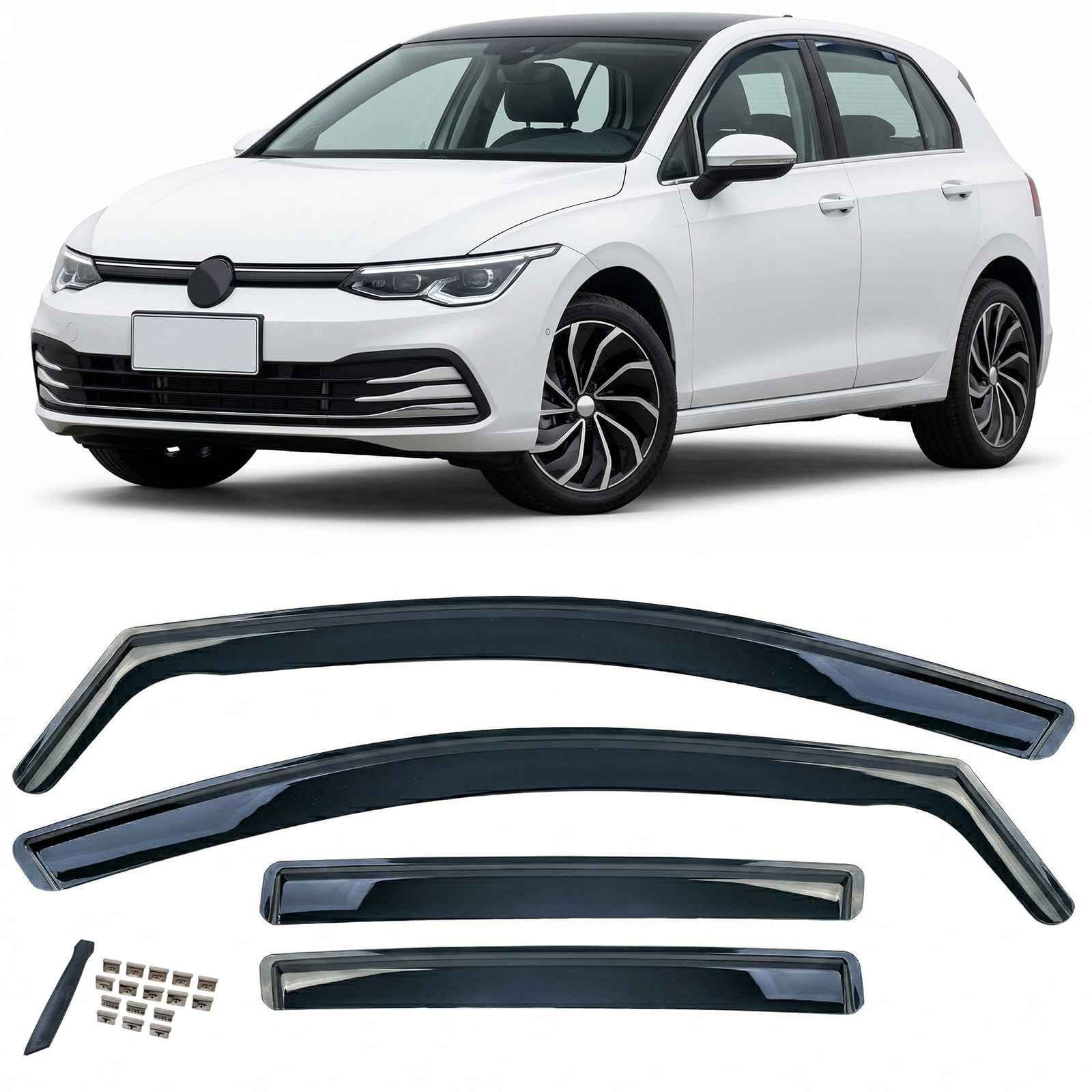 Windabweiser Regenabweiser 4-teilig Schwarz getönt für VW Golf 8 2019-2024