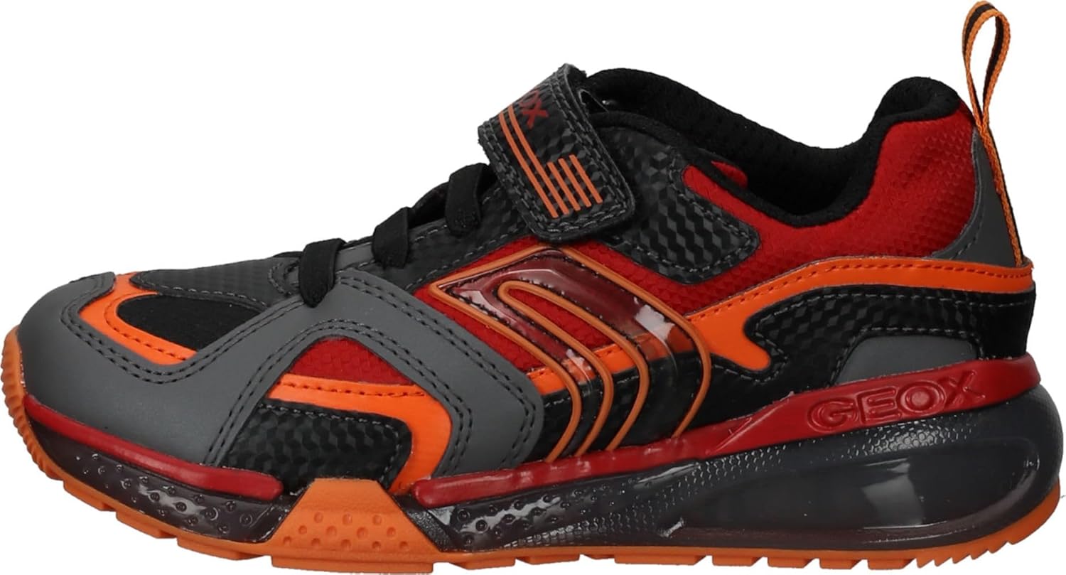 Geox Jongens J Bayonyc Boy Sneakers, zwart-rood, 28 EU