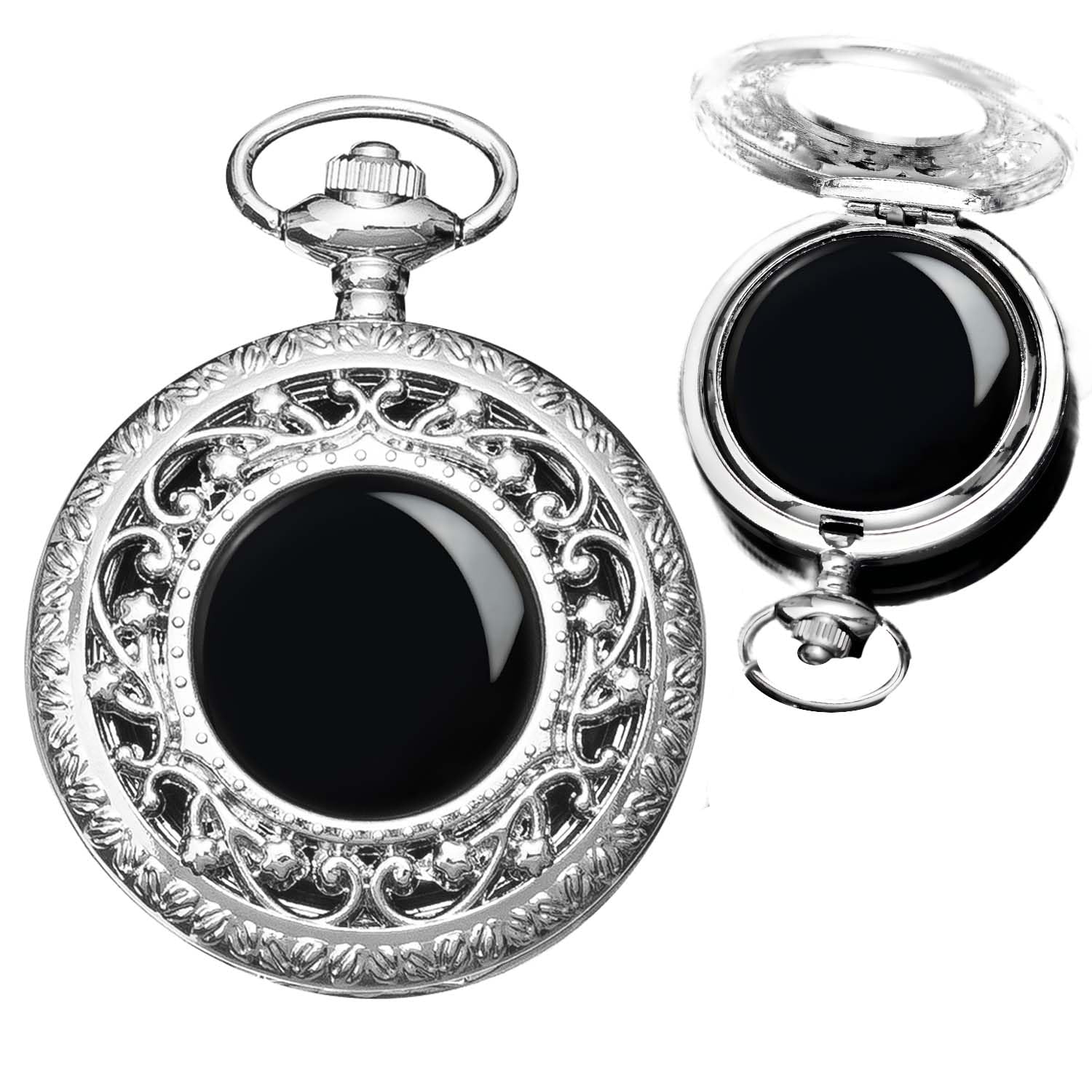 Scrying Mirror, Natural Obsidian Mirror for Divination, Meditation, Witchcraft, Witch Gifts for Men Women Secret Garden Silver