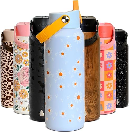 Miniatura 32 de Elemental Botella de agua aislada de 40 onzas con pajilla, botellas de agua con núcleo de acero inoxidable 100% a prueba de fugas para viajes,