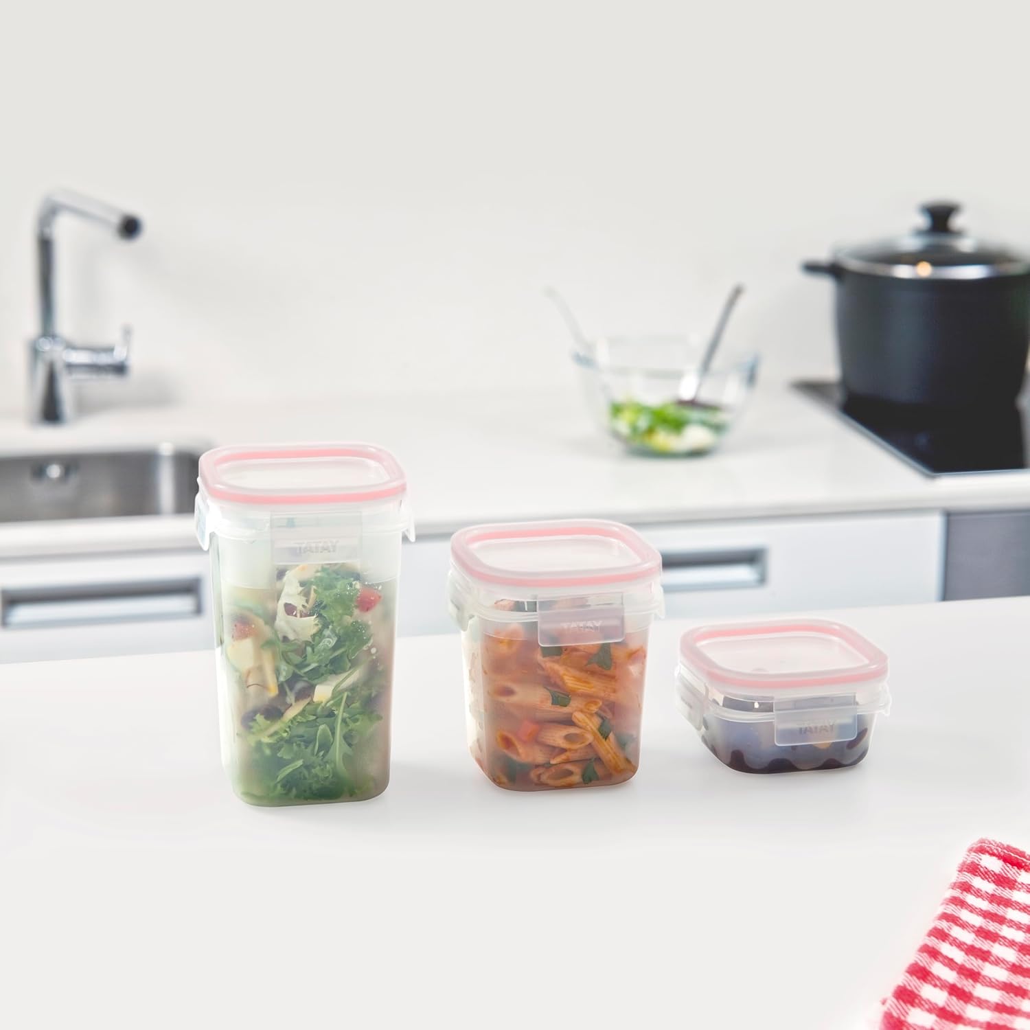 TATAY Food Storage, Airtight, 1L of Capacity, Clip Lid, BPA Free, Suitable Microwave and Dishwasher, Green. Measures: 10.8 x 10.8 x 17 cm