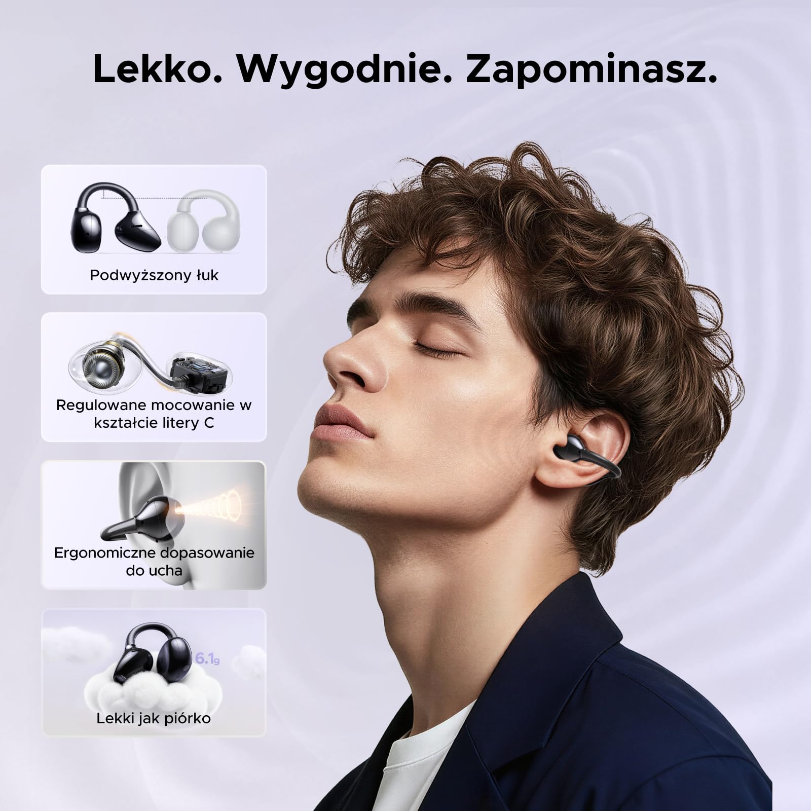UGREEN ClipBuds Pro Open Ear z Hi-Res Audio, LDAC