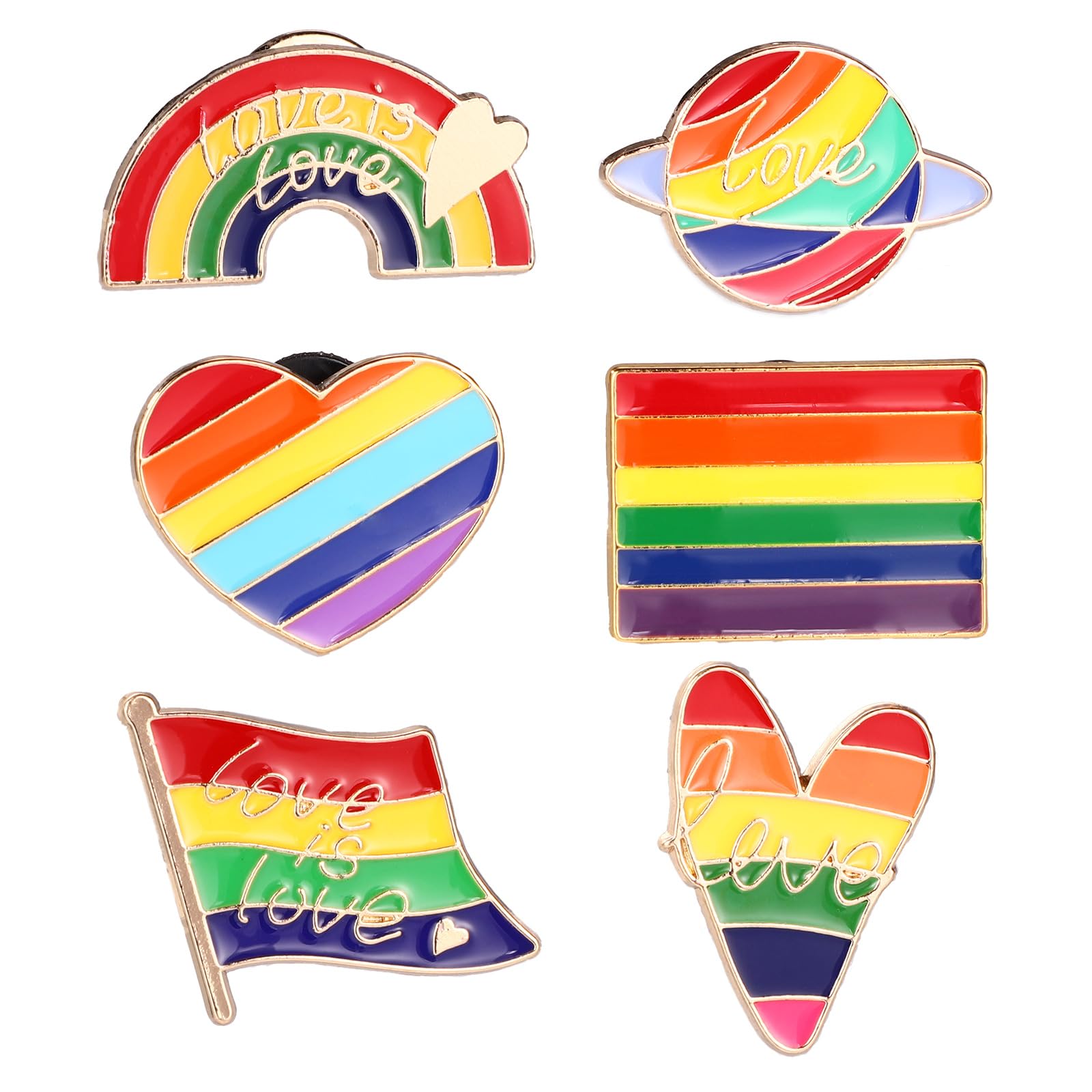 Mikovivi 6szt Przypinki LGBT Pride, Tęczowa Flaga Przypinka Progress Pride Lapel Broszka Progressive Miłość to Miłość Przypinki Lesbijki Transseksualne Biseksualne Geje Dekoracje na Ubrania Torby