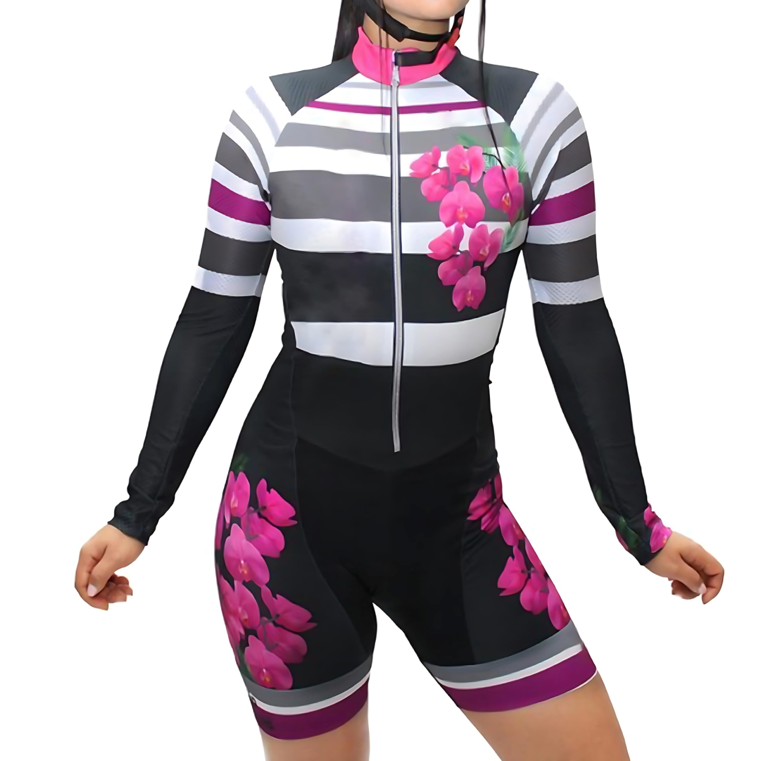 Tuta da triathlon da donna, a maniche lunghe, rosa prugna XS-3XL