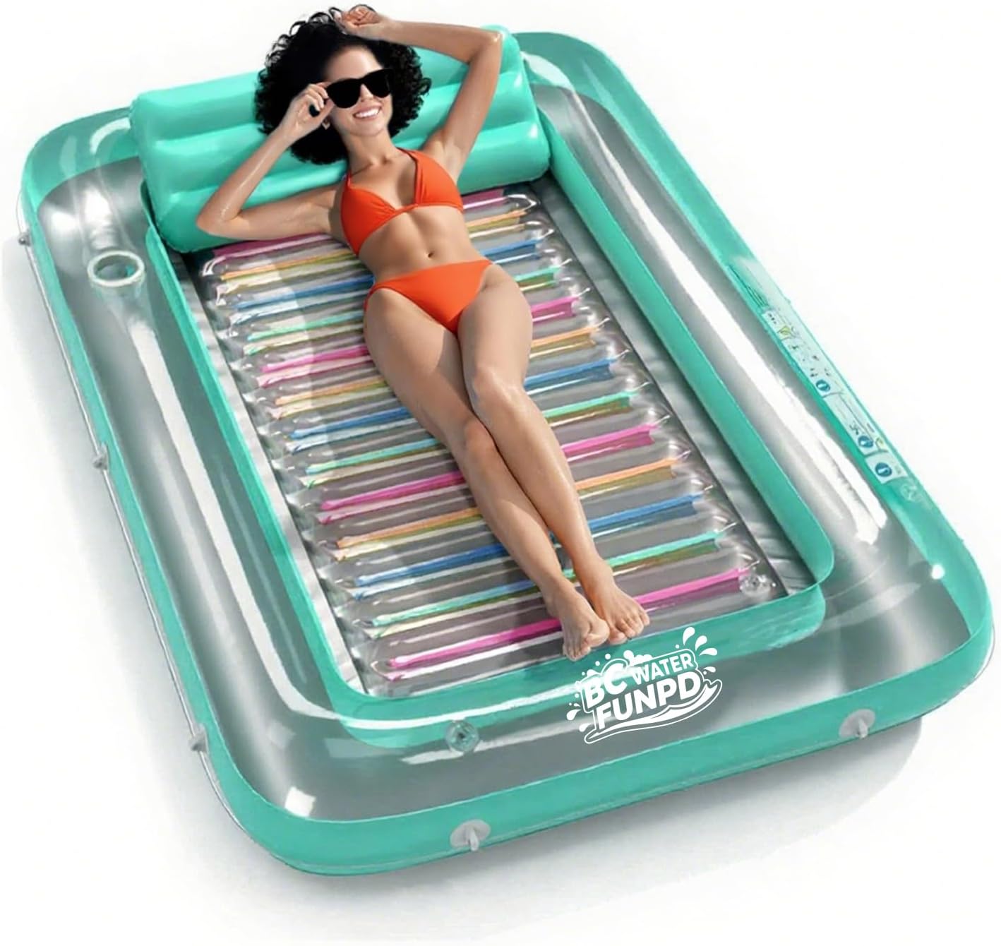 Large Pool Floats Adult - Inflatable Tanning Pool Lounger Float with Pillow, 4-in-1 Multi-Purpose Pool Floaties for Adults, Pool Float Lounges for Parties