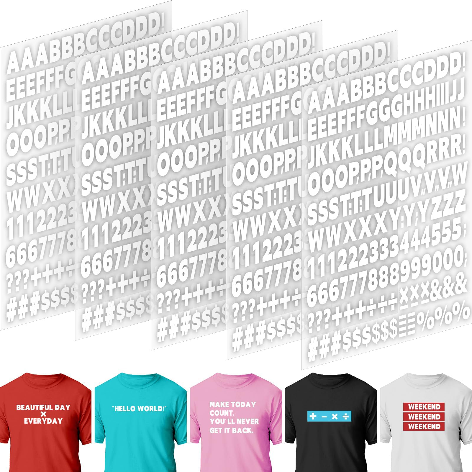 YouMen 147 stuks cijfers letters om op te strijken, waterdicht, 5 cm, letters om op te strijken en 20 cm, cijfers om op te strijken voor stof, T-shirt, overhemden, naaiprojecten, knutselen (zwart